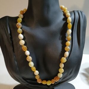 Gold, Yellow and White Colored Real Stone Beaded Necklace